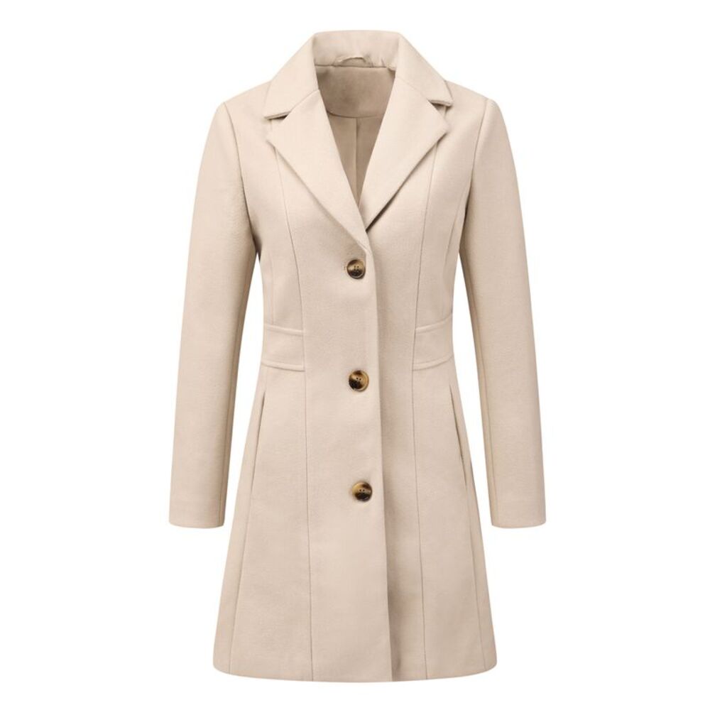 Women's Notched Lapel Collar Single Breast Outerwear Winter Coats Gream White